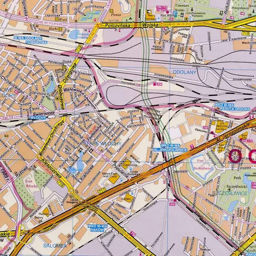 Warszawa mapa ścienna administracyjno-drogowa 1:26 000