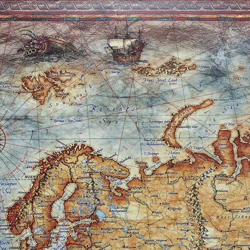 Świat mapa ścienna stylizowana arkusz papierowy 1:33 000 000