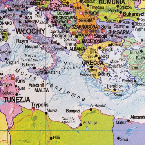Świat polityczny mapa ścienna - naklejka XXL