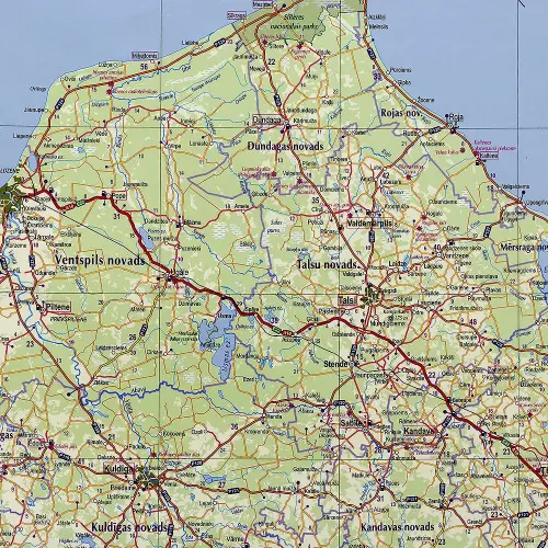 Łotwa mapa ścienna drogowa arkusz laminowany 1:400 000