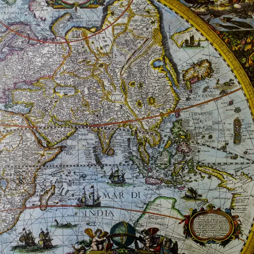 Świat Blaue Antique World mapa ścienna arkusz papierowy