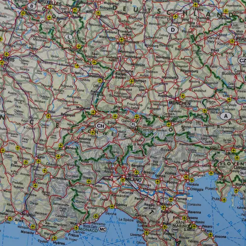 Europa mapa ścienna Koleje - Promy na podkładzie do wpinania 1:5 500 000