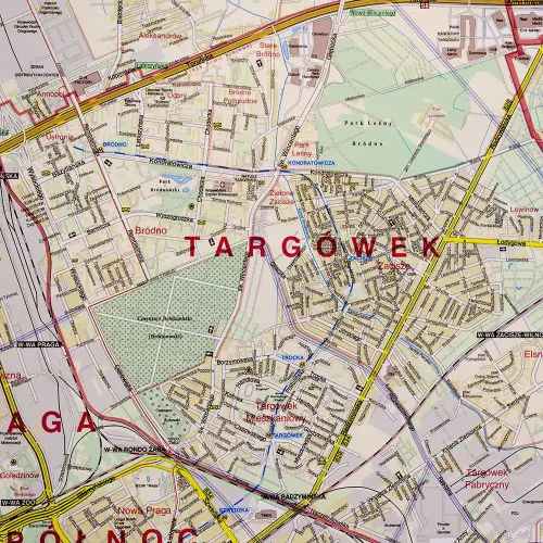 Warszawa mapa ścienna drogowa arkusz papierowy 1:22 500