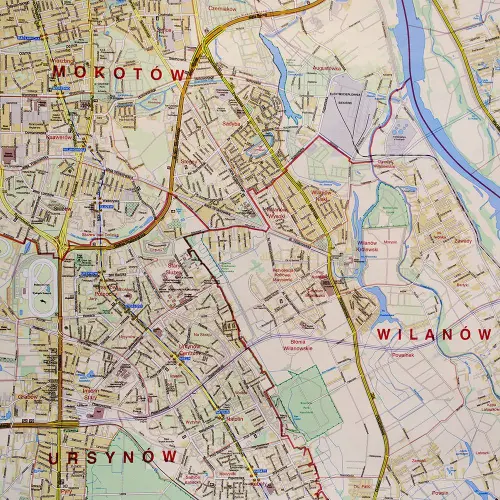 Warszawa mapa ścienna drogowa na podkładzie 1:22 500