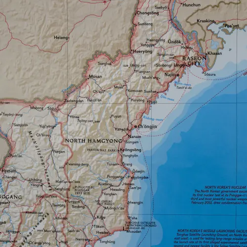 Półwysep Koreański Classic mapa ścienna polityczna arkusz papierowy 1:1 357 000