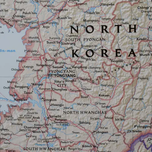Półwysep Koreański Classic mapa ścienna polityczna na podkładzie do wpinania 1:1 357 000