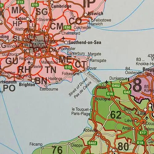 Europa mapa ścienna kody pocztowe na podkładzie magnetycznym, 1:3 600 000