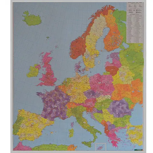 Europa mapa ścienna kody pocztowe na podkładzie 1:3 700 000