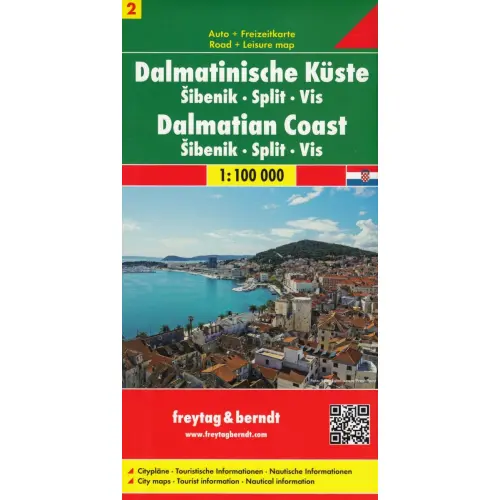 Wybrzeże Dalmatyńskie część 2, Sibenik, Split, Vis, 1:100 000