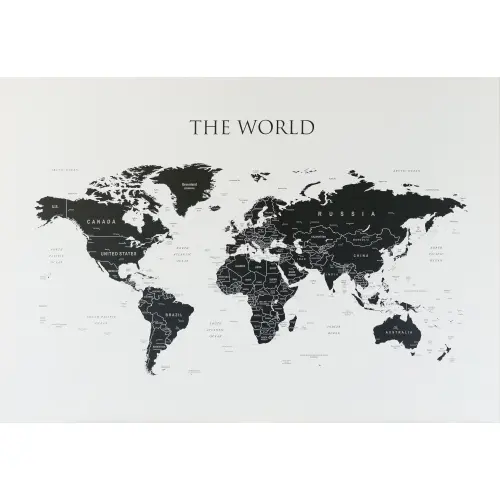 The World mapa polityczna na ścianę na płótnie Canvas