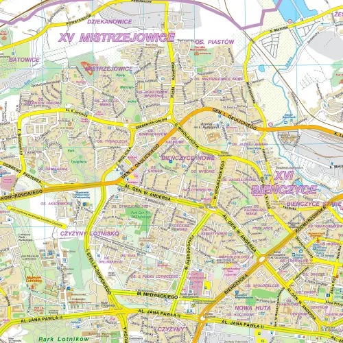 Kraków mapa ścienna na podkładzie do wpinania, 1:20 500