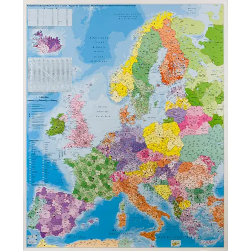 Europa mapa ścienna kody pocztowe arkusz laminowany 1:3 600 000