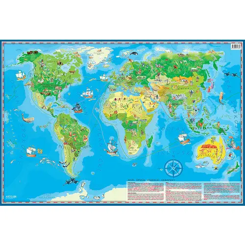 Świat Młodego Odkrywcy MIDI mapa ścienna dla dzieci arkusz papierowy