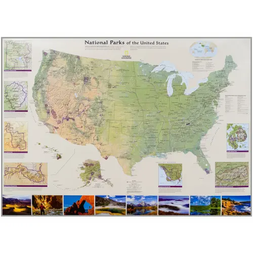 Parki Narodowe Stanów Zjednoczonych mapa ścienna na podkładzie do wpinania, 1:5 183 000