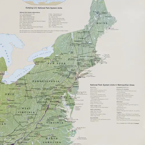 Parki Narodowe Stanów Zjednoczonych mapa ścienna na podkładzie do wpinania, 1:5 183 000