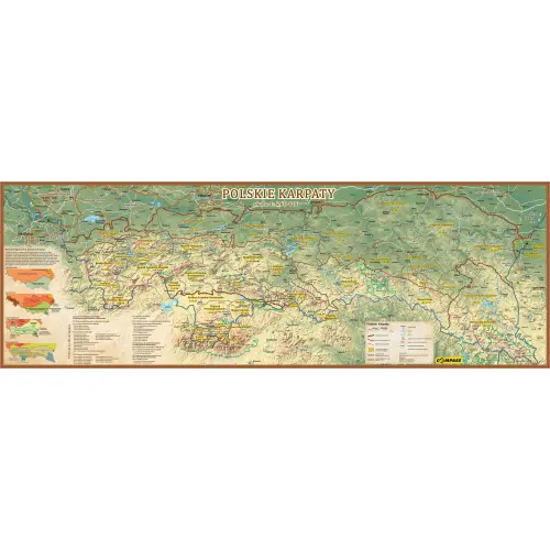 Karpaty Polskie mapa ścienna arkusz papierowy, 1:260 000