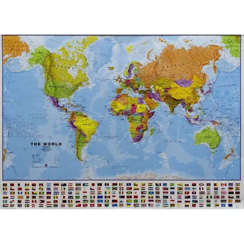 Świat Polityczny mapa ścienna arkusz papierowy, 1:30 000 000