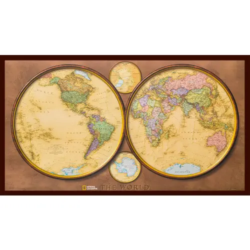 Świat dwie półkule mapa ścienna na podkładzie do wpinania 1:37 330 000