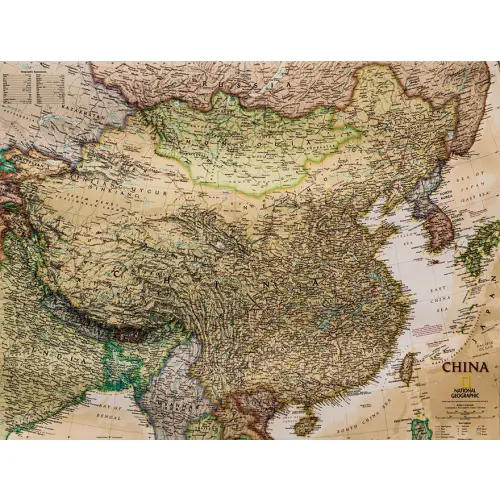 Chiny Executive mapa ścienna polityczna arkusz laminowany 1:7 804 000