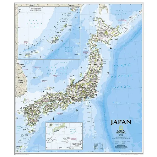 Japonia Classic mapa ścienna polityczna arkusz papierowy, 1:3 115 000
