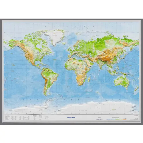 Świat mapa plastyczna w ramie 1:53 500 000 GeoRelief