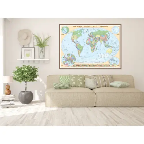 World political wall map laminated sheet 1:25 000 000