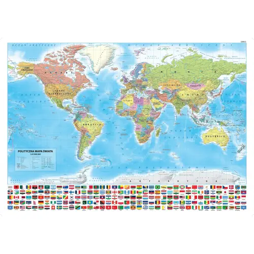 Świat polityczny - mapa ścienna arkusz laminowany, 1:42 000 000