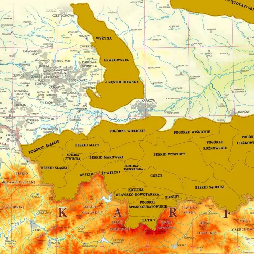 Polskie góry - mapa zdrapka na podkładzie 1:700 000
