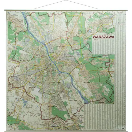 Warszawa mapa ścienna administracyjno-drogowa 1:18 000