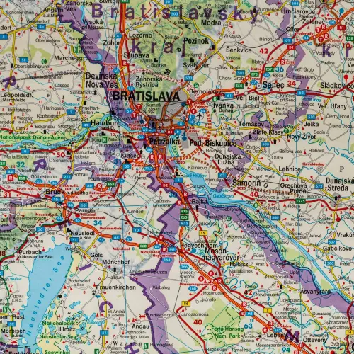 Słowacja mapa ścienna samochodowa arkusz papierowy 1:400 000