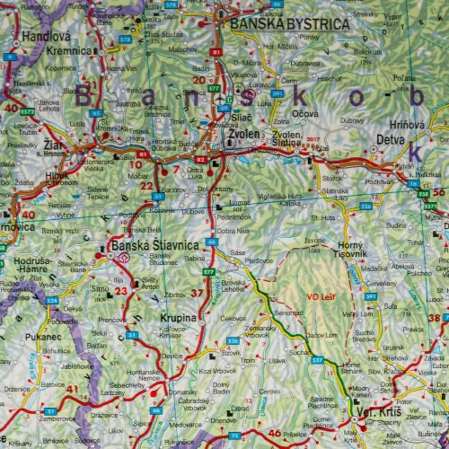 Słowacja mapa ścienna samochodowa na podkładzie do wpinania 1:400 000
