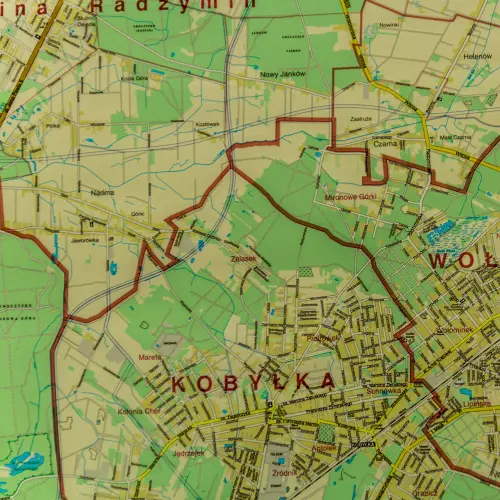 Aglomeracja warszawska mapa ścienna na podkładzie magnetycznym 1:25 000