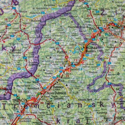 Słowacja mapa ścienna samochodowa arkusz laminowany 1:400 000