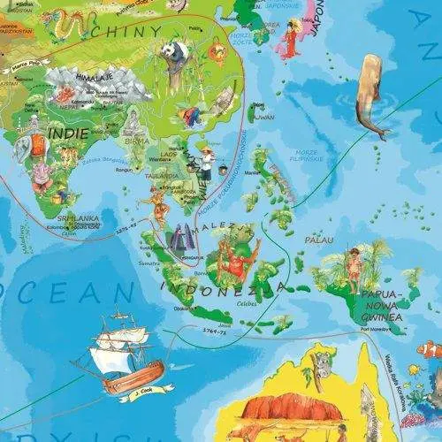 Świat Młodego Odkrywcy mapa ścienna - naklejka XL dla dzieci