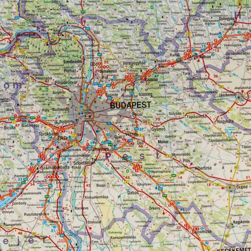 Węgry mapa ścienna samochodowa arkusz laminowany 1:400 000