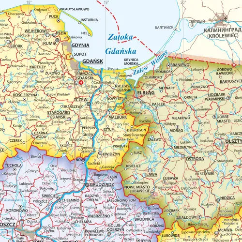 Polska mapa ścienna dwustronna fizyczno-administracyjna, 1:1 800 000, ArtGlob