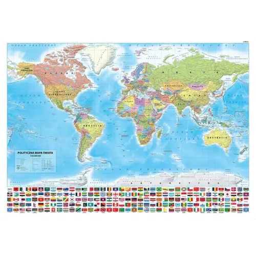 Świat polityczny - mapa ścienna naklejka, 1:30 000 000